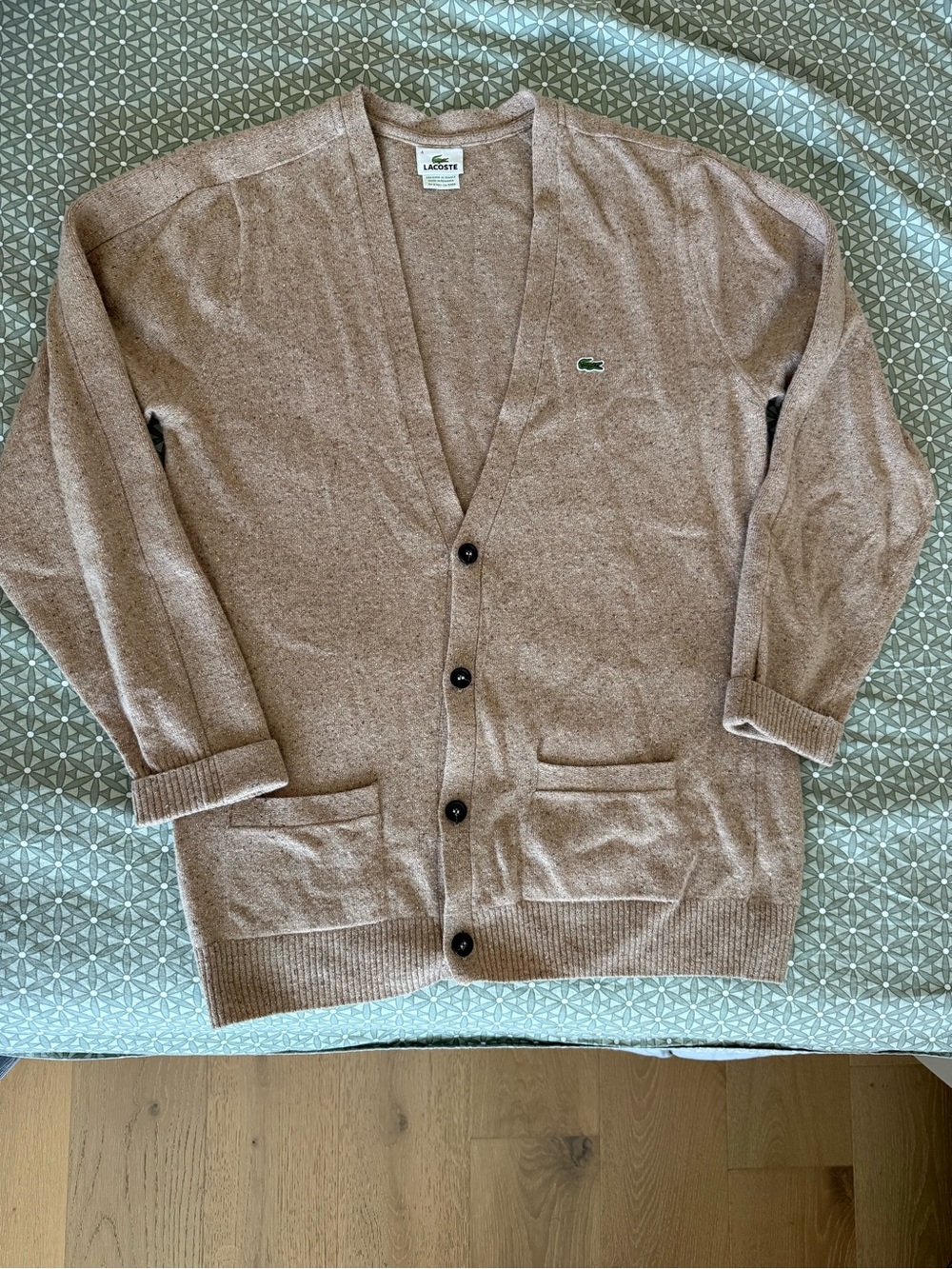 Lacoste Men's Light Brown V-Neck Cardigan